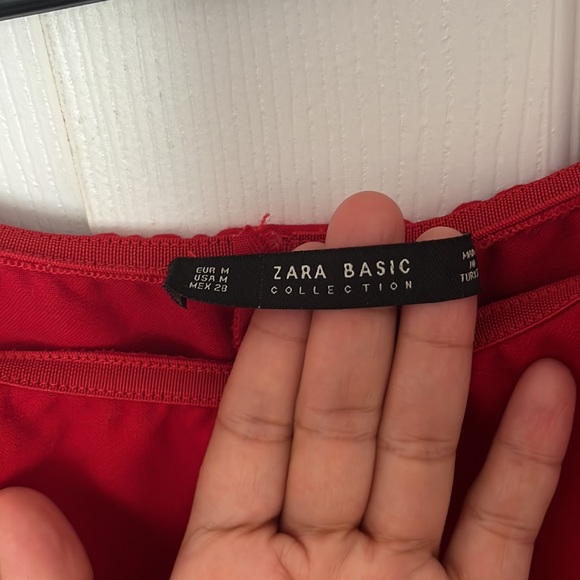 ZARA shoulder off red midi red dress size medium - Picture 7 of 11